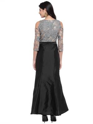 Black embroidered silk blend maxi-dresses 2