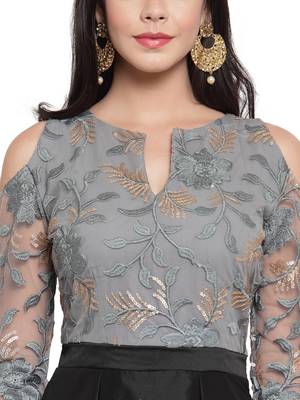 Black embroidered silk blend maxi-dresses 3