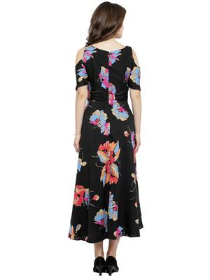 Black plain crepe short-dresses 3