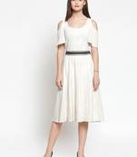 White plain polyester short-dresses