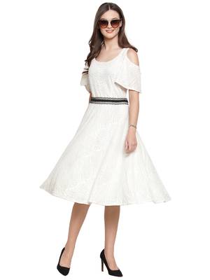 White plain polyester short-dresses 5
