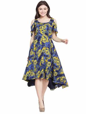 Yellow plain polyester short-dresses 1