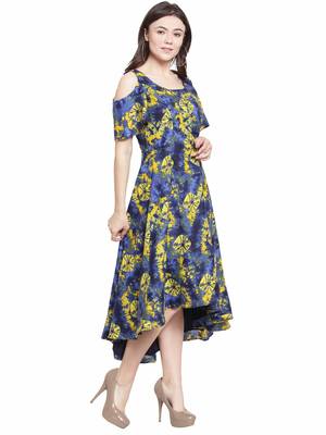 Yellow plain polyester short-dresses 2