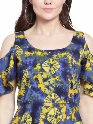 Yellow plain polyester short-dresses 4