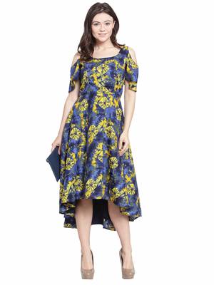 Yellow plain polyester short-dresses 5