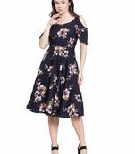 Navy blue plain polyester short-dresses