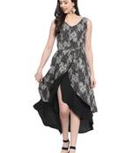 Black plain crepe short-dresses