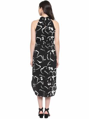 Black plain polyester short-dresses 2