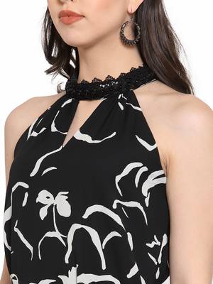 Black plain polyester short-dresses 4