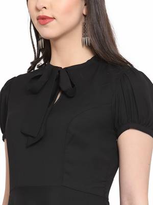 Black plain polyester maxi-dresses 4