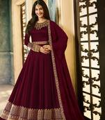 Maroon Embroidered Georgette Salwar
