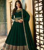 Dark Green Embroidered Georgette Salwar