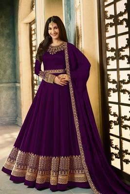 Dark Purple Embroidered Georgette Salwar 1