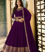 Dark Purple Embroidered Georgette Salwar