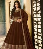 Brown Embroidered Georgette Salwar