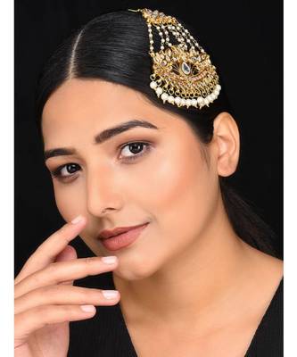 Gold Tone Kundan Inspired Pearl Passa 1