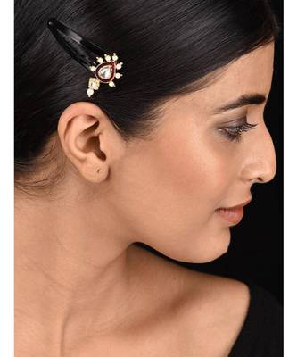 Red Gold Tone Kundan Inspired Hair Pin 1