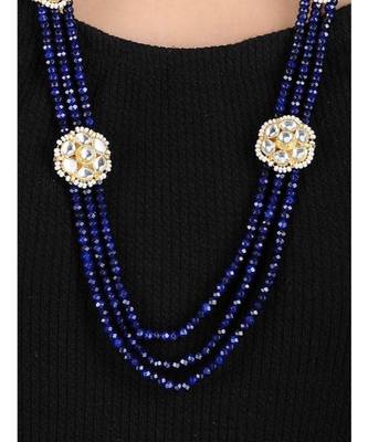 Blue Gold Tone Kundan Inspired Multilayered Necklace Set 2