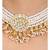 White Gold Tone Kundan And Pearl Inspired Choker Set