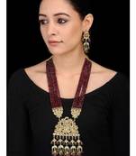 Ruby Red Kundan Semi Precious Onyx Necklace Set