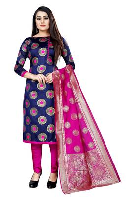 Navy blue self design brocade salwar 2