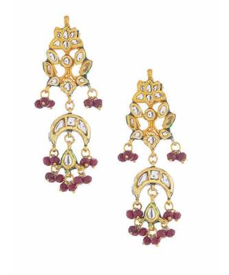 Ruby Red Kundan Semi Precious Onyx Necklace Set 3