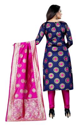 Navy blue self design brocade salwar 3