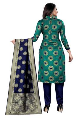 Green self design brocade salwar 4