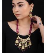 Ruby Red Kundan Semi Precious Onyx Necklace Set