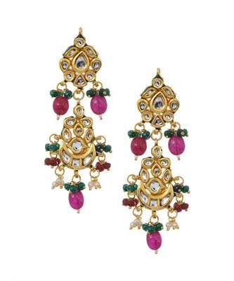 Ruby Red Kundan Semi Precious Onyx Necklace Set 3