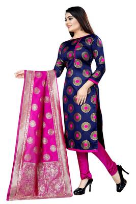 Navy blue self design brocade salwar 4