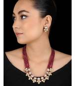 Red Gold Tone Kundan And Onyx Necklace