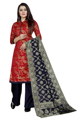 Red self design brocade salwar 1