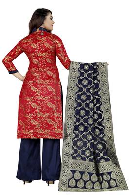 Red self design brocade salwar 2