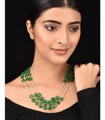 Green White Pearls And Natural Stones Necklace