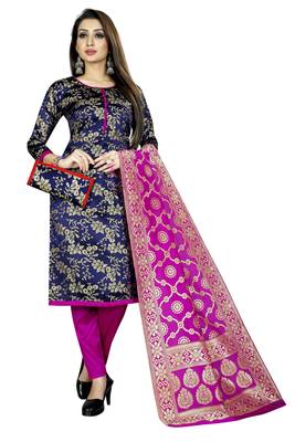 Navy blue self design brocade salwar 1