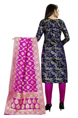Navy blue self design brocade salwar 2