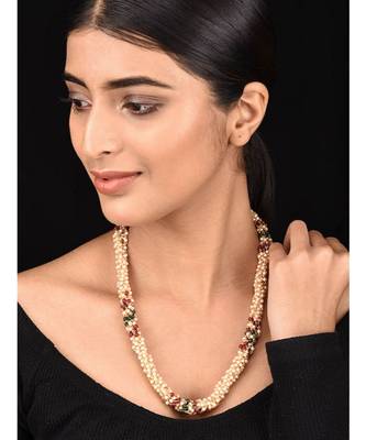 Multicoloured Gold Tone Multistrand Necklace 1