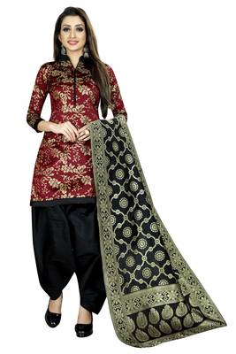 Maroon self design brocade salwar 1