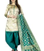 Cream self design brocade salwar