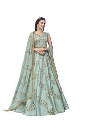Sky blue embroidered silk salwar 1