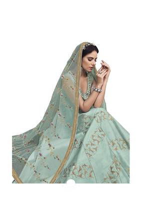 Sky blue embroidered silk salwar 2