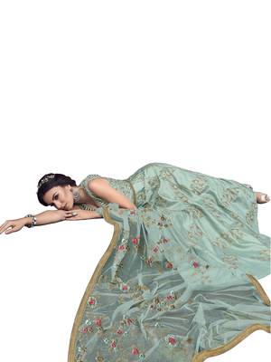 Sky blue embroidered silk salwar 4