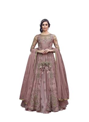 Pink embroidered net salwar 1