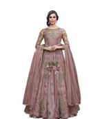 Pink embroidered net salwar