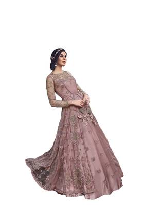 Pink embroidered net salwar 4