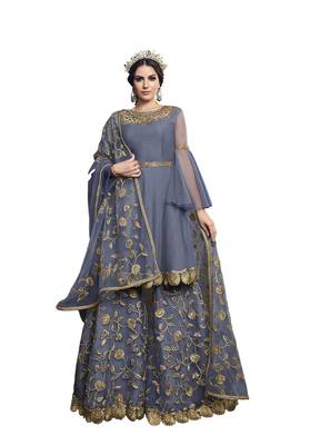Grey embroidered net salwar 1