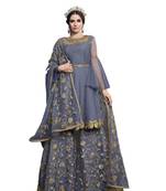 Grey embroidered net salwar