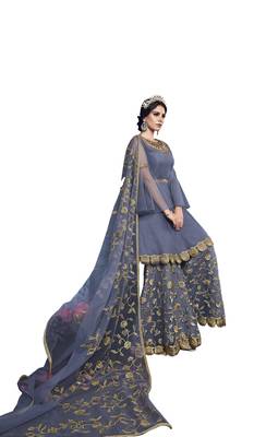 Grey embroidered net salwar 3