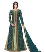 Green embroidered silk salwar